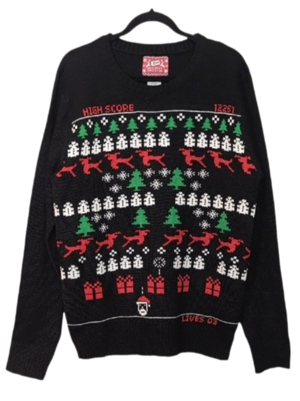JEM Mens Retro 8 Bit Gamer Ugly Christmas Sweater Size Medium Black Pullover